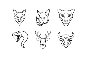 animals head icon line art vector  Illustration