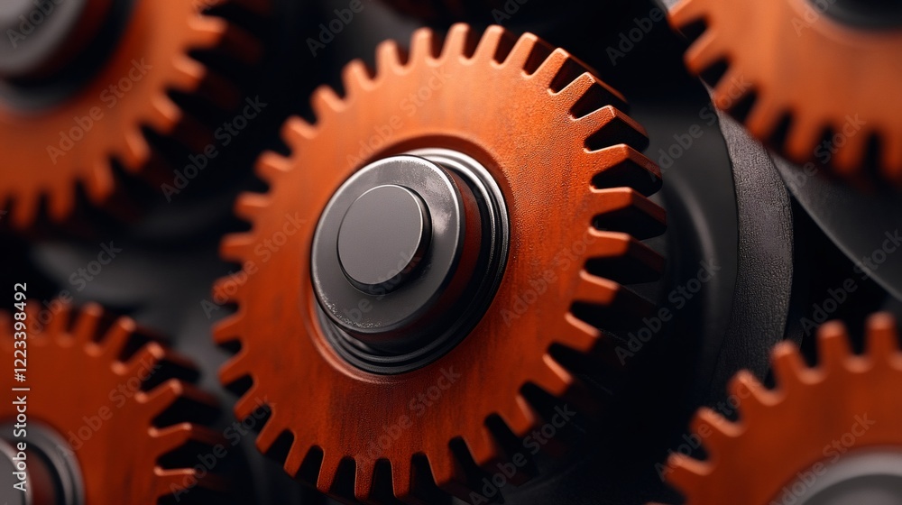 Aufkleber interlocking wooden gears rotating smoothly in a complex mechanism