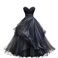 Naklejka premium Elegant Black Tulle Ball Gown Sweetheart Neckline, Layered Skirt