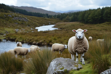 Naklejka premium Sheep on pasture