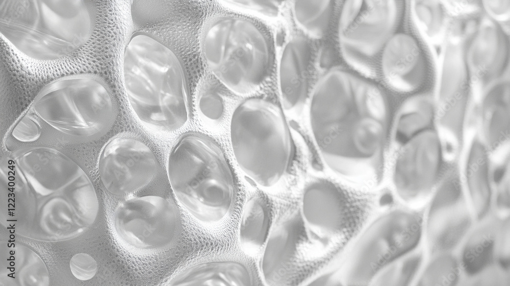 Wall mural a close-up of bubble wrap with transparent air-filled pockets, creating a fun and recognizable tacti