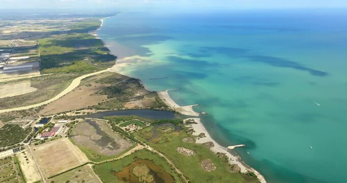 Aerial view of the Ionian coast of Basilicata, Italy.