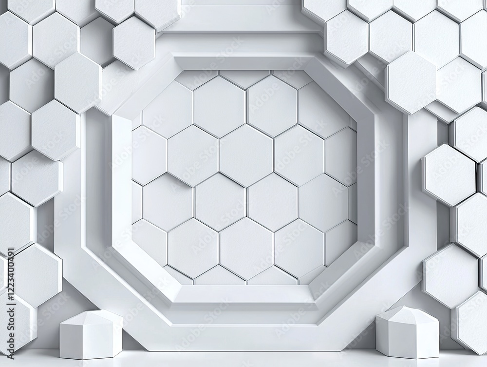 Aufkleber modern hexagonal wall design creative studio 3d background minimalist environment front view contemp