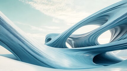 Obraz premium Visionary organic designs featuring fluid futuristic glass like structures under moody sky scenery