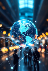 Global communication network concept. Worldwide business. Human resources, Dynamic motion, with white tones