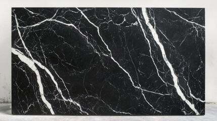Black Marble Slab With White Veining Detail
