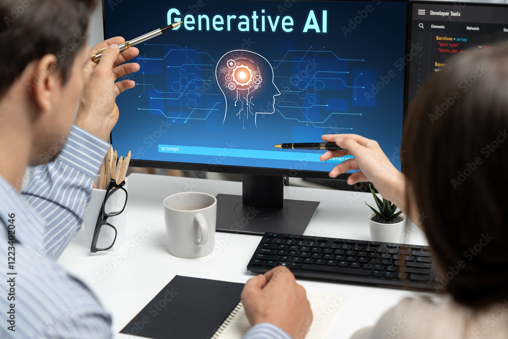 Poster generative ai virtual assistant tools for prompt engineer and user for ease of engage artificial int