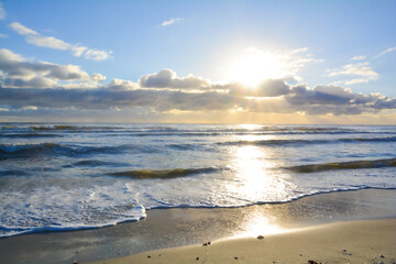 sunset on the beach - holiday greeting card