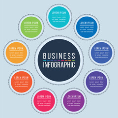 Fototapeta premium Circle infographic design 9 steps