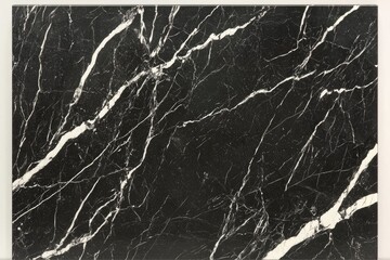 Black Marble Slab Showing Veins and Texture