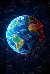 Fototapeta premium concept of a world network. on a world map. worldwide network Earth, detailed, with white tones
