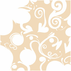  Design featuring a beige and white silhouette of a stylized floral pattern. The intricate swirls and flowing curves evoke a sense of delicacy and sophistication, making it suitable for decorative