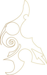  line art gold design featuring a stylized floral pattern. The intricate swirls and flowing curves showcase a sense of elegance and precision, ideal for artistic, decorative, or design-oriented uses.