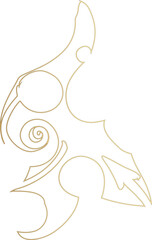 Fototapeta premium line art gold design featuring a stylized floral pattern. The intricate swirls and flowing curves showcase a sense of elegance and precision, ideal for artistic, decorative, or design-oriented uses.