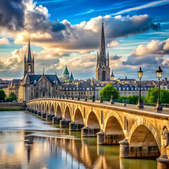 Naklejka premium view on the famous saint pierre bridge with saint