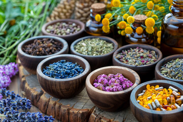 An herbalist made tea with dry herbs and mint generative AI concept