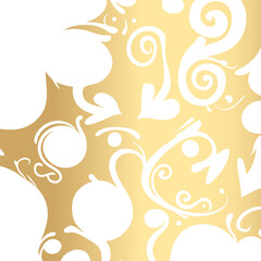 Art gold design featuring a stylized floral pattern. The intricate swirls and flowing curves showcase a sense of elegance and precision, ideal for artistic, decorative, or design-oriented uses.