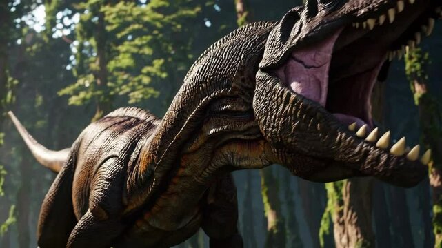 Allosaurus dinosaur in the wilderness