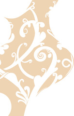  Design featuring a beige and white silhouette of a stylized floral pattern. The intricate swirls and flowing curves evoke a sense of delicacy and sophistication, making it suitable for decorative