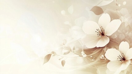 Delicate White Blossoms and Abstract Floral Design