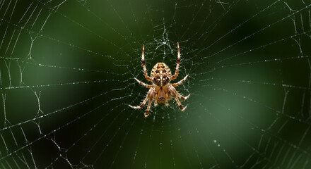 Obraz premium A spider sits patiently in its intricate web
