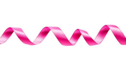 A pink ribbon in a zigzag pattern isolated on transparent background