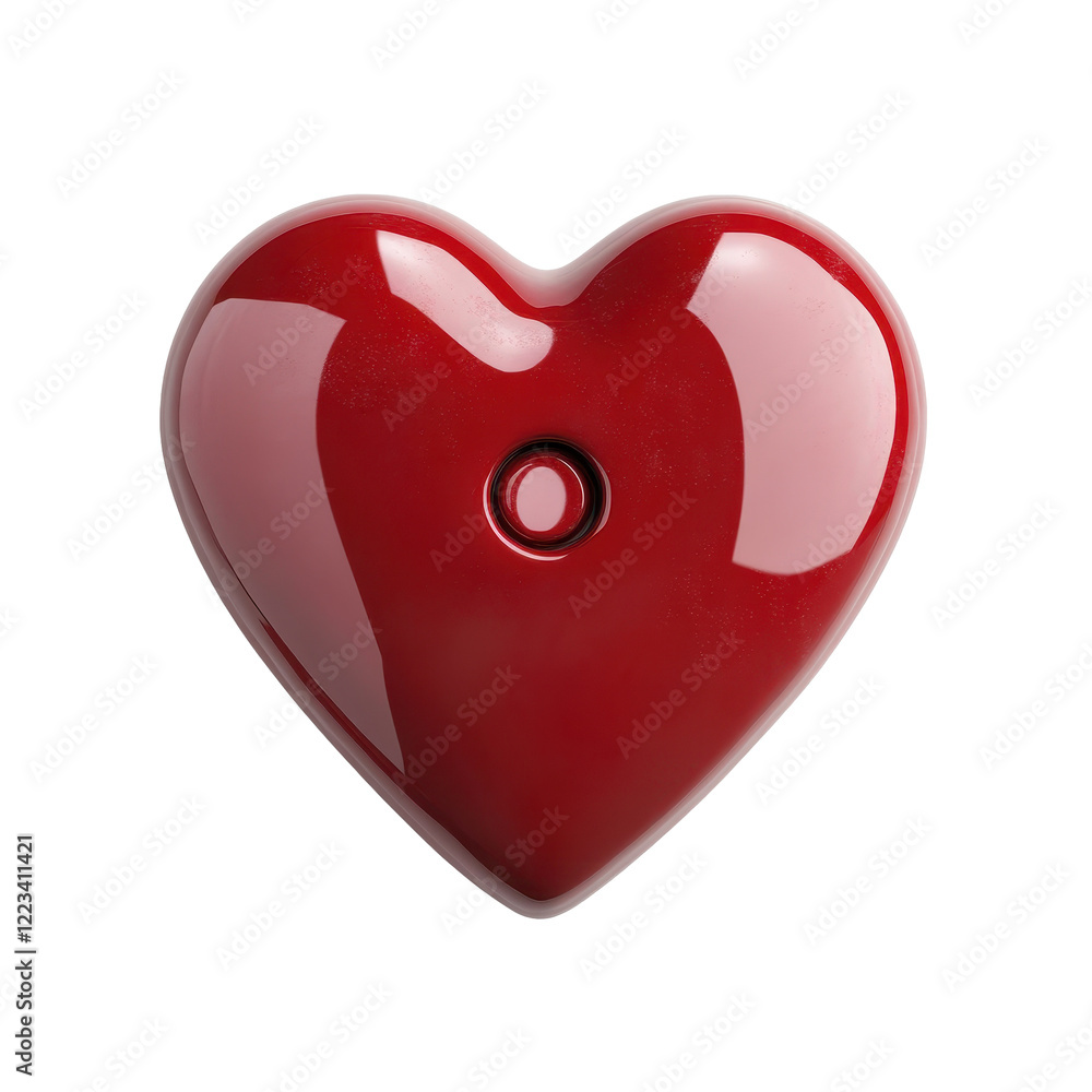 Poster heart button isolated on a white background symbolizing love and affection, heart button isolated on