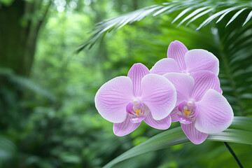 Beautiful purple orchid flowers in tropical garden. Nature background.