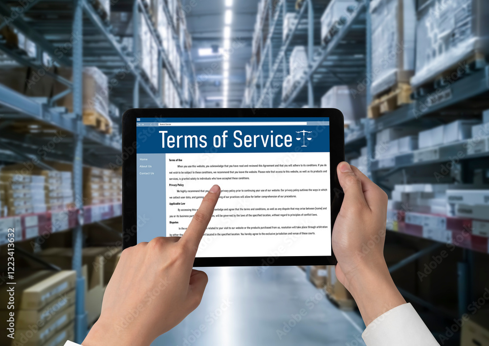 Poster online term of service conditions showing brisk rules and regulations in using the website on device