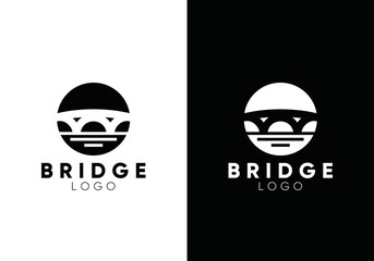 simple abstract bridge circle logo design vector graphic