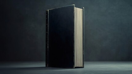 Elegant hardcover book standing upright against a smooth grey backdrop.