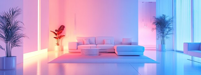 living room sofa in neon color. Selective focus.