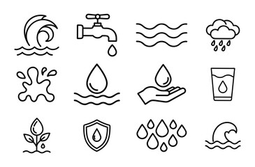 Water icons vector set
