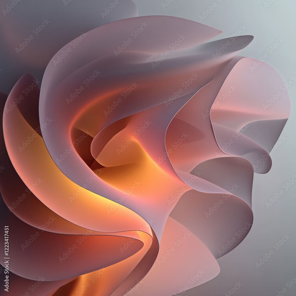 Poster colorful abstract design with flowing shapes and gradients in soft pink and orange hues. generative 