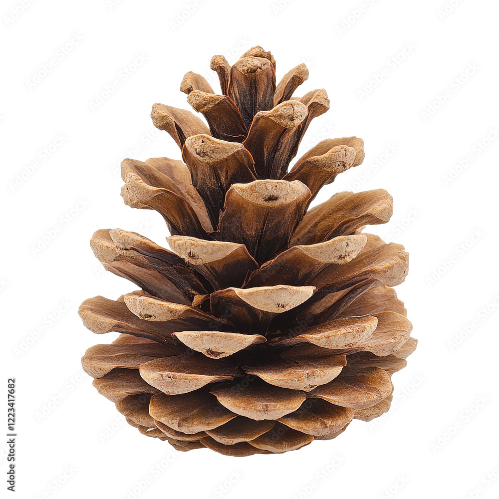 Poster pine cone with detailed texture and structure on a transparent background, pine cone on png backgrou