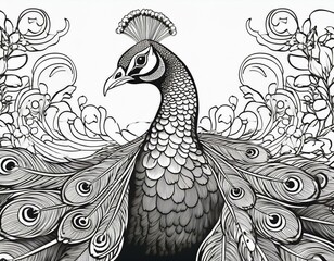 Fototapeta premium Ausmalbuch Pfau