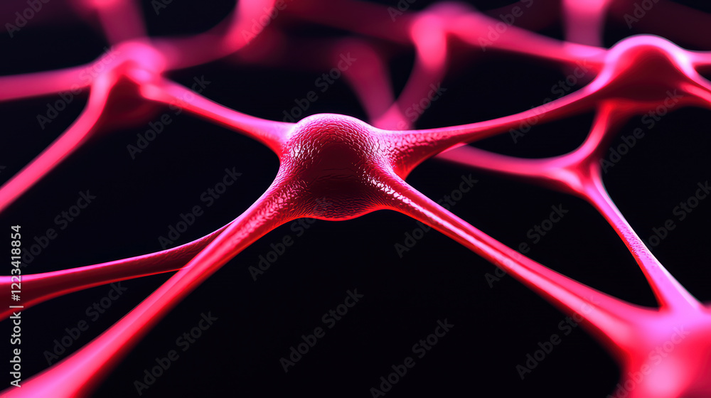 Poster abstract visualization of neural network with pink nodes and connections