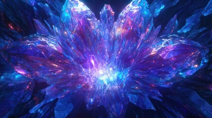 Luminous Blue Crystal Cave Glowing With Inner Light