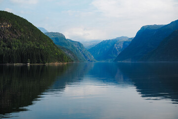 Picturesque fjords in Norway in summer 