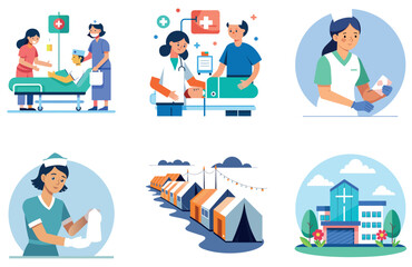 Obraz premium Diverse Doctors Bundle Medicine Collection Stickers