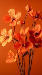 Obraz premium big bouquet of orange flowers isolated on orange background