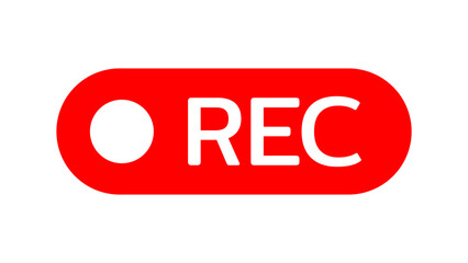 Recording icon sign, red panel, rec. isolate transparent background
