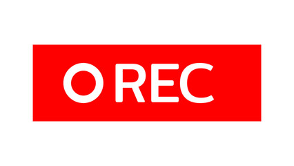 Recording icon sign, red panel, rec. isolate transparent background
