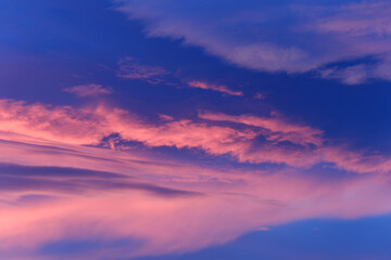 Pink and purple hues paint the twilight sky creating a breathtaking sunset spectacle