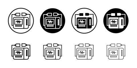 Rescue defibrillator icon Vector logo set flat