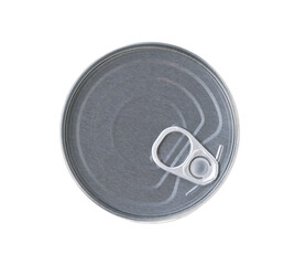 Tin can isolated on a white background, top view.