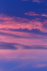 Pink and purple sunset cloudscape Serene colorful evening sky