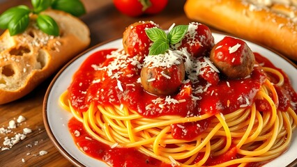 spaghetti with tomato sauce and meat balls
