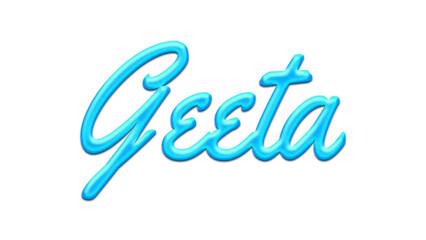 Glowing blue effect of name Geeta on white background.