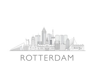 Rotterdam cityscape illustration skyline drawing